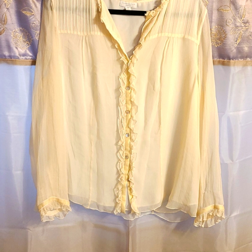 Sheer cream colored chiffon blouse